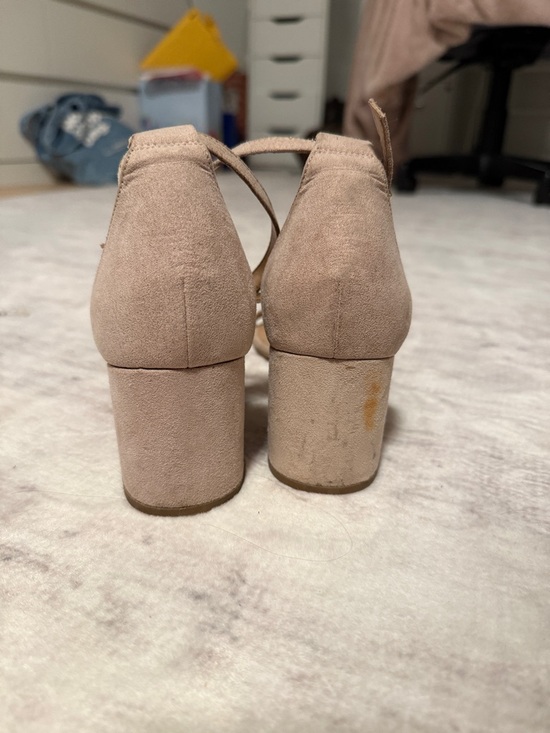 Call It Spring Taupe Suede Block Heel Sandals - Picture 2 of 4